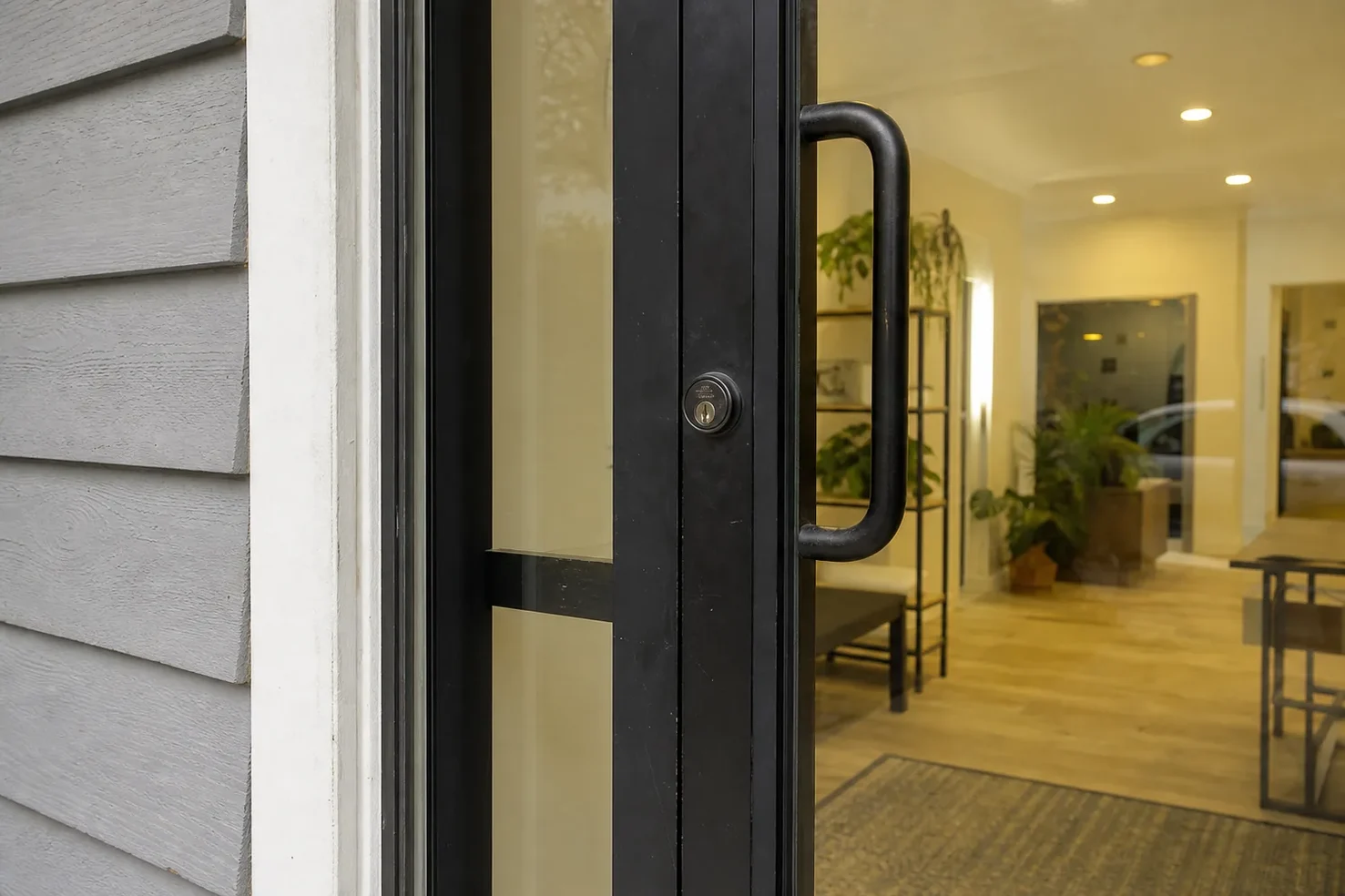 Glass entrance door of a local business